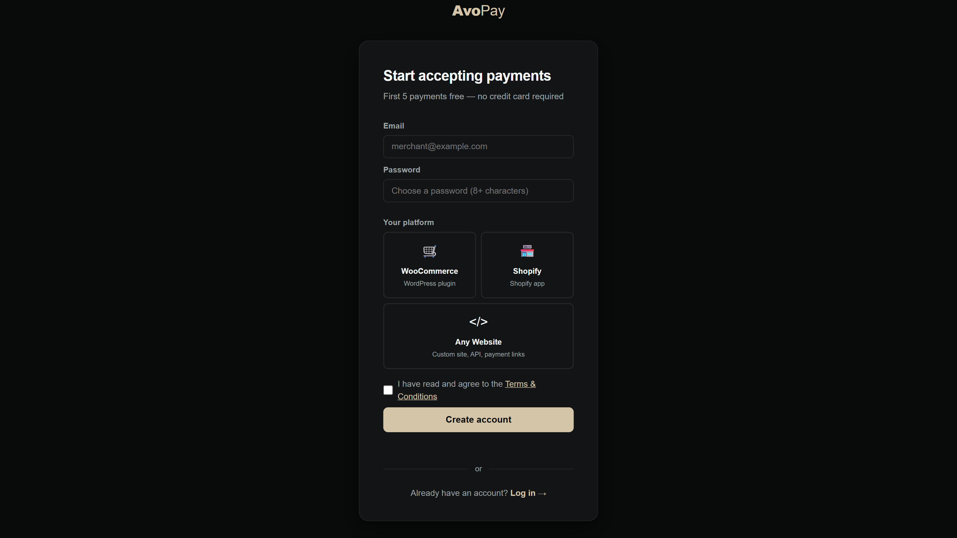 AvoPay dashboard